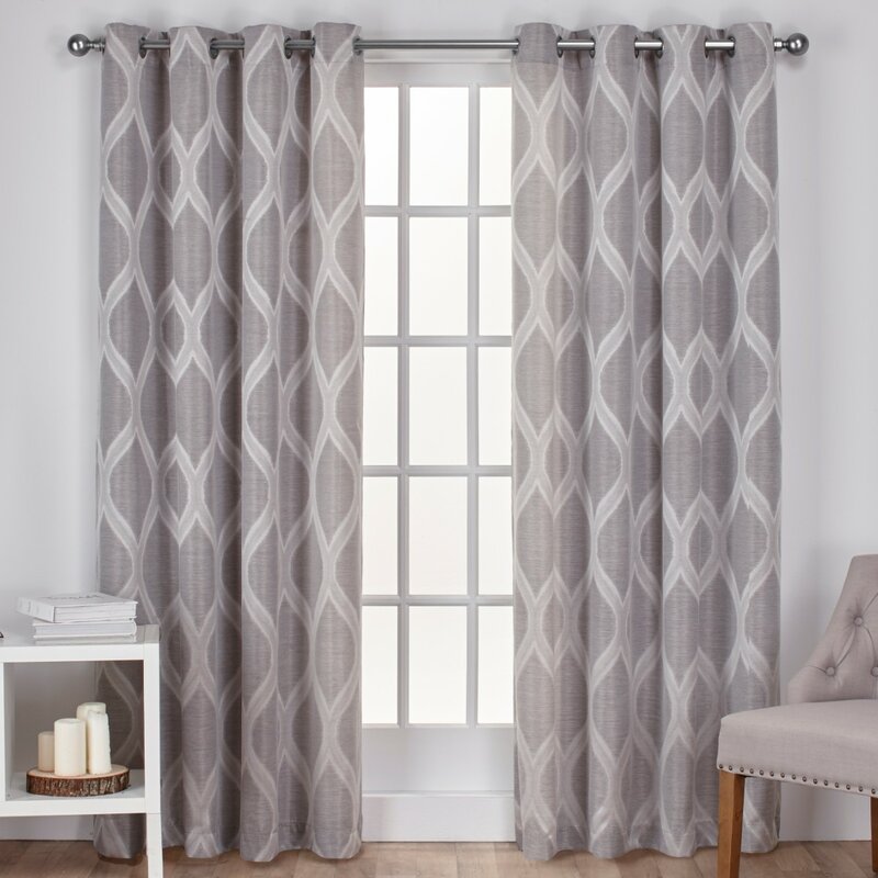 Baronne Geometric Semi-Sheer Grommet Curtain Panels (Set of 2) GL1887