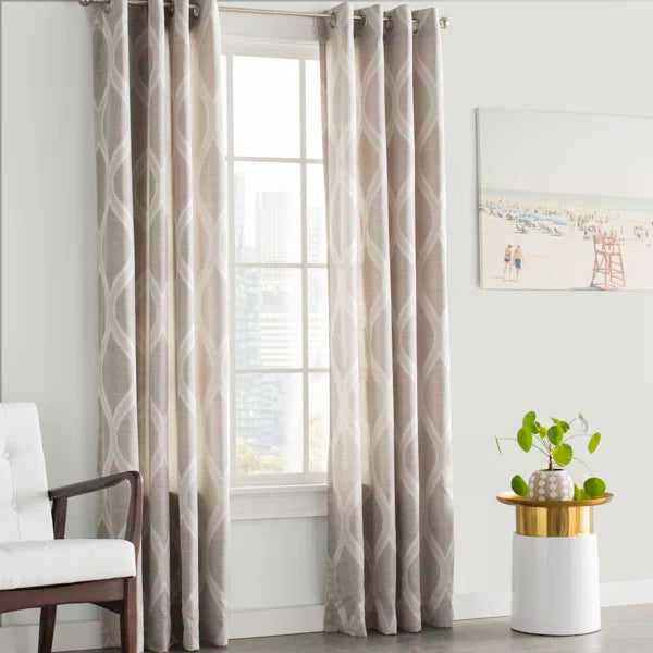 Baronne Geometric Semi-Sheer Grommet Curtain 54