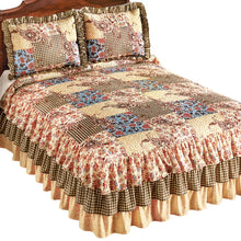 Load image into Gallery viewer, Barrette Brown/Beige/Blue Microfiber Coverlet / Bedspread queen
