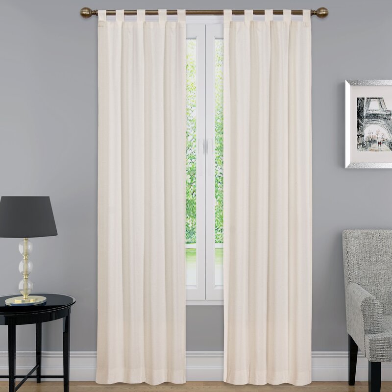 Barretti Cotton Blend Solid Sheer Tab Top Curtain Panels (Set of 2)