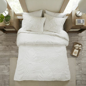 King/Cal. King Comforter + 2 Shams Barron 3 Piece Tufted Cotton Chenille Palm Comforter Set
