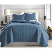 Load image into Gallery viewer, King/Cal. King Quilt + 2 King Shams Coronet Blue Barron Microfiber Reversible Quilt Set

