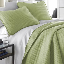 Load image into Gallery viewer, King/Cal. King Quilt + 2 King Shams Sage Green Barron Microfiber Reversible Quilt Set
