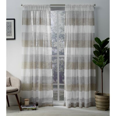 Bartow Striped Semi-Sheer Rod Pocket Curtain Panels (Set of 2) - 421DC