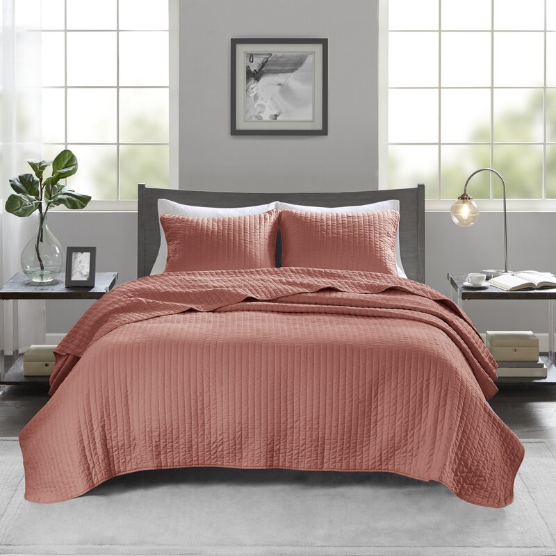 King/Cal. King Coverlet + 2 Shams Coral Barwick Coverlet Set SB1998