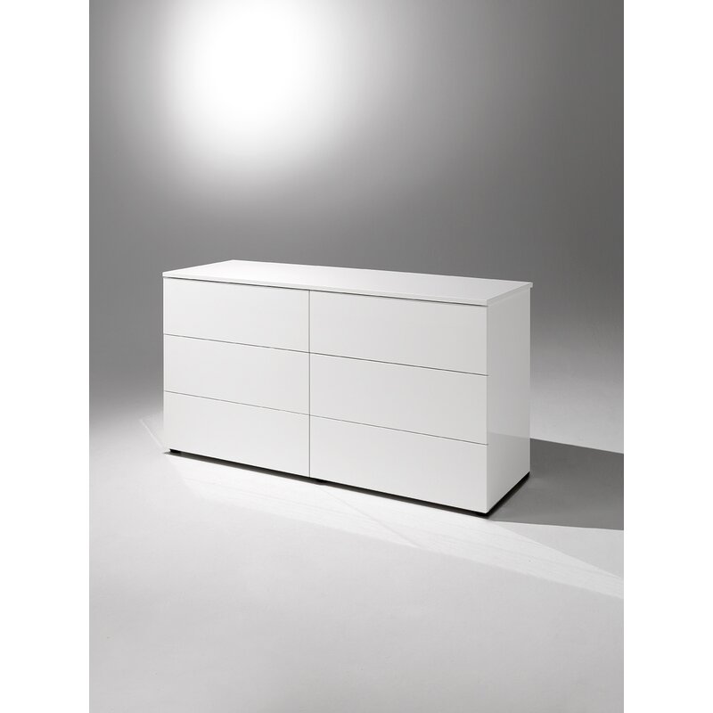 White Basic 6 Drawer  Double Dresser