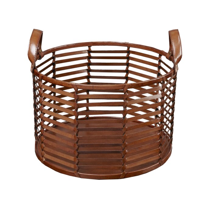 Newport Stripe Leather Basket, #6494