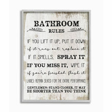 Load image into Gallery viewer, &#39;Bathroom Rules Funny Word Wood Textured Design&#39; Graphic Art on Canvas 1915AH
