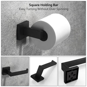 Bathroom Stainless Steel Wall Mount Toilet Paper Holder Black #1256HW
