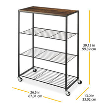 Load image into Gallery viewer, Black Batton 39.13&quot; H x 26.5&quot; W x 13&quot; D Rolling Storage Shelves MRM1705
