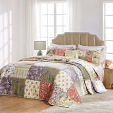 Load image into Gallery viewer, Bauer Green/Purple/Yellow 100% Cotton Reversible Coverlet / Bedspread Set king
