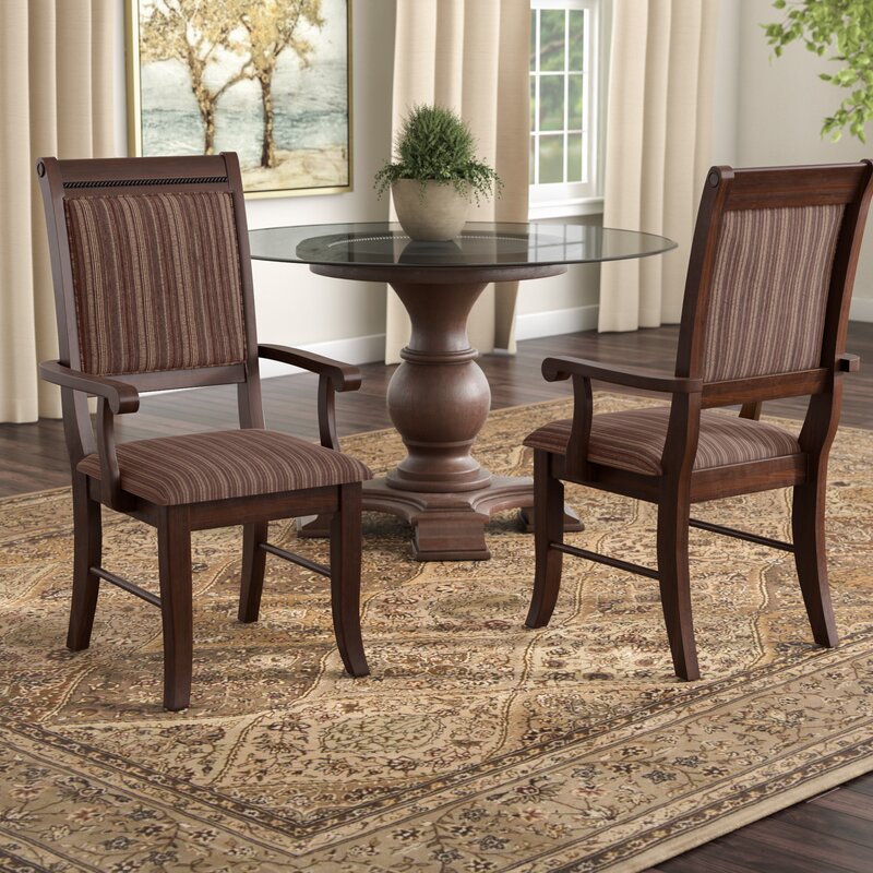 Baxendale Fabric Arm Chair in Brown (Set of 2)