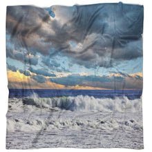Load image into Gallery viewer, Blue Beach Heavy Storm in Ocean at Sunset Blanket - 136HA
