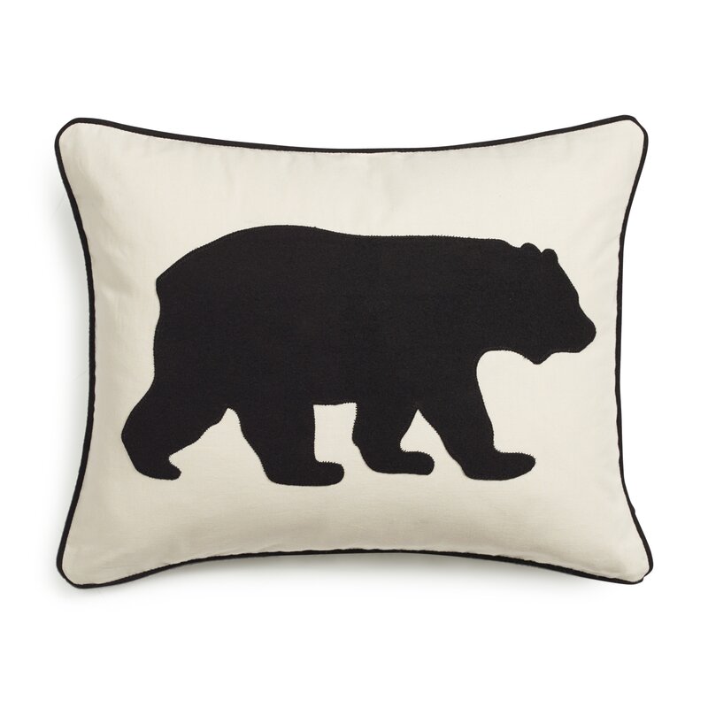 Black Bear Rectangular Cotton Pillow Cover & Insert 3346AH/GL