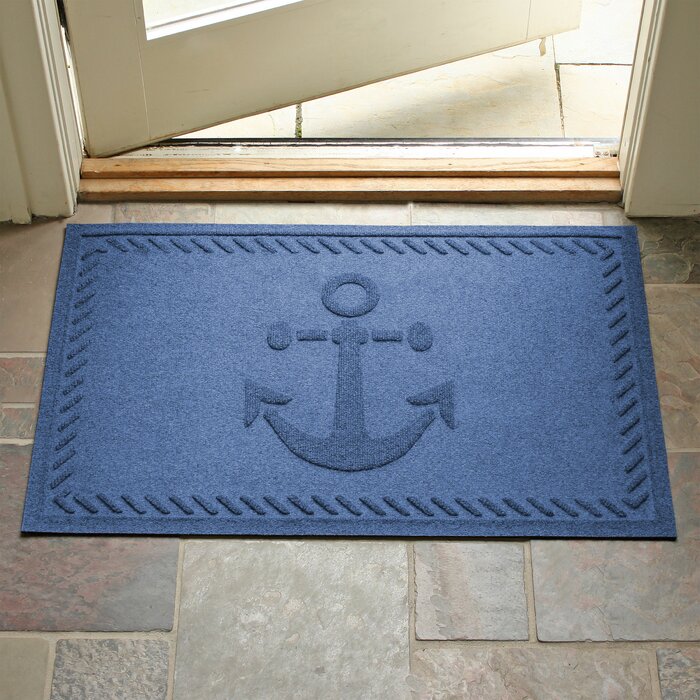 Navy Beaupre Anchor 36 in. x 24 in. Non-Slip Outdoor Door Mat #866HW