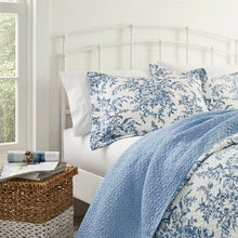 Load image into Gallery viewer, Twin Quilt + 1 Sham Blue Bedford Reversible Quilt Set 1365CDR
