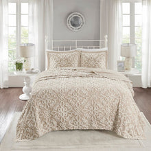 Load image into Gallery viewer, King/Cal.King Coverlet + 2 King Shams Taupe Chenille Coverlet / Bedspread Set 318AH
