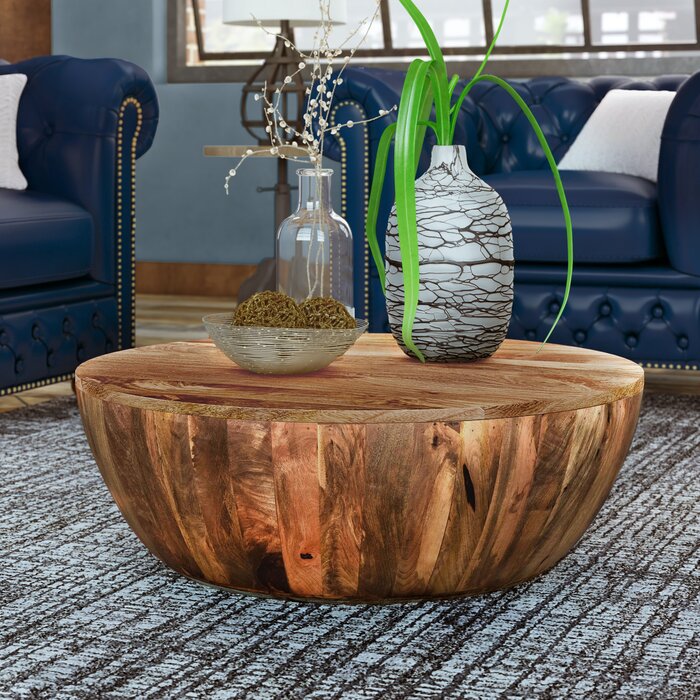 Beliveau Solid Wood Drum Coffee Table (AD347)