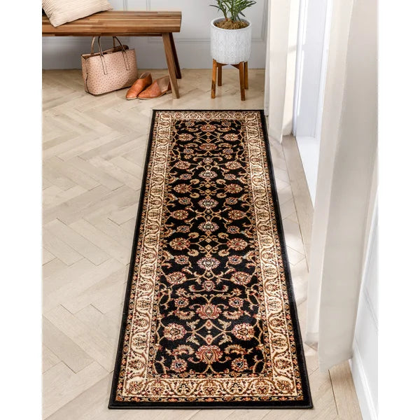 Belliere Oriental Area Rug in Black 2'3