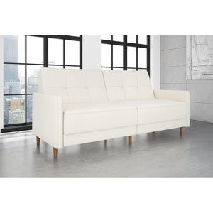 Benitez Twin 76'' Wide Faux Leather Tufted Back Convertible Sofa 6179RR