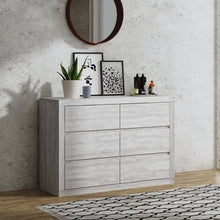 Load image into Gallery viewer, Light Gray Oak Besije 6 Drawer 46.46&#39;&#39; W Double Dresser
