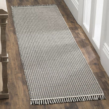 Load image into Gallery viewer, Bester Geometric Handmade Flatweave Cotton Area Rug in Ivory / Black, Runner 2&#39;3&quot; x 8&#39;
