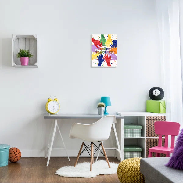 19'' H x 13'' W x 0.5'' D Better Together Diversity Phrase Children's Rainbow Hands Art