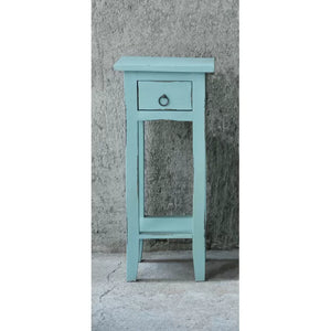 Beach Blue Bettie 25'' Tall Solid Wood End Table with Storage