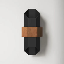 Load image into Gallery viewer, Betton Matte Black/Brown Integrated LED Outdoor Armed Sconce 15.25 x 6.75
