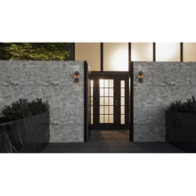 Load image into Gallery viewer, Betton Matte Black/Brown Integrated LED Outdoor Armed Sconce 15.25 x 6.75
