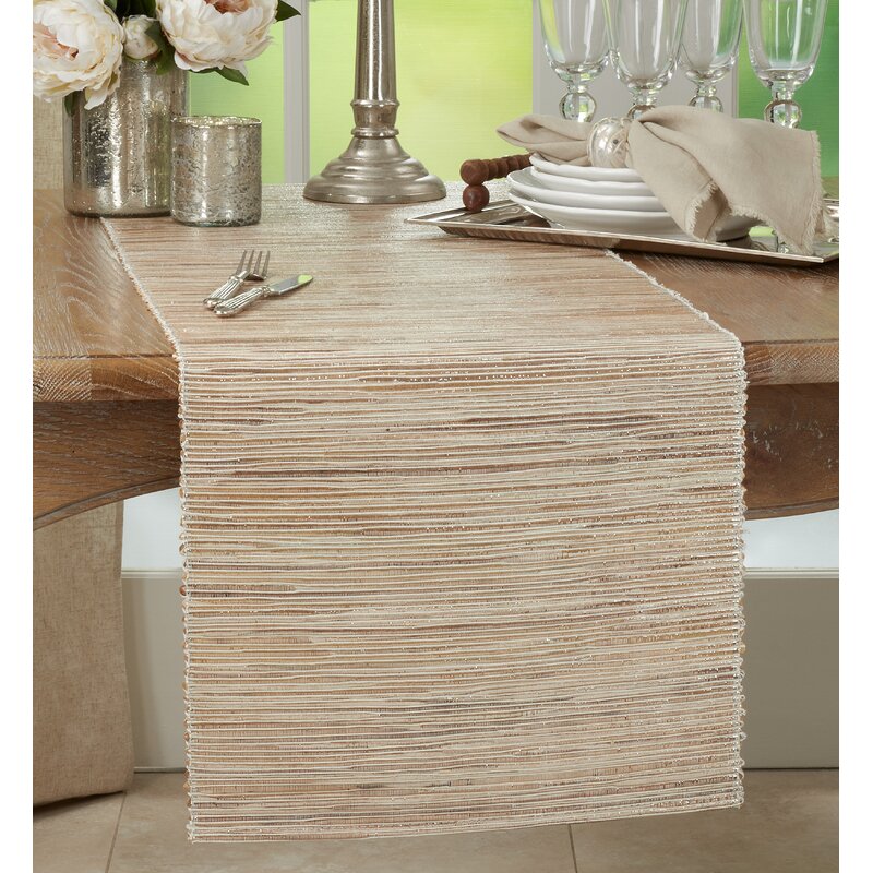 Bevis Shimmering Woven Nubby Natural Table Runner 2493CDR/GL