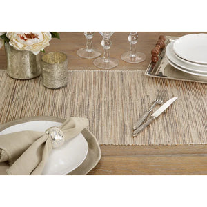 72" x 16" Bevis Shimmering Woven Nubby Natural Table Runner