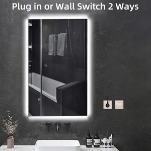 24" x 40" Biak Modern Contemporary Fog Free LED Lighted Bathroom/Vanity Mirror