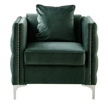 Load image into Gallery viewer, Bienville 34&quot; W Tufted Velvet Armchair, green velvet
