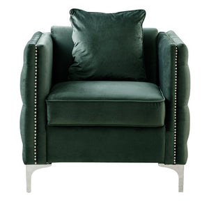 Bienville 34" W Tufted Velvet Armchair, green velvet