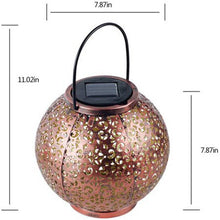 Load image into Gallery viewer, Big Hanging Gold Solar Powered LED Outdoor Lantern (Set of 2)
