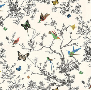 Birds and Butterflies 30' L x 27 " W Wallpaper Roll