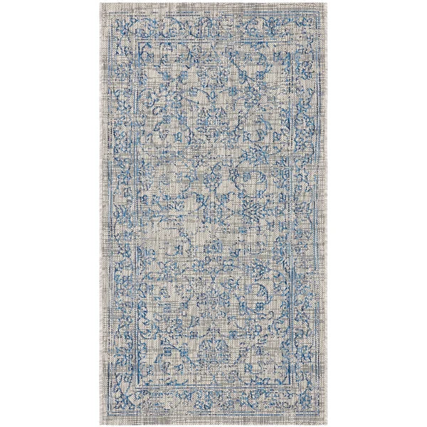 Bismark Oriental Indoor / Outdoor Area Rug in Gray/Navy 2'3