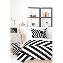 Load image into Gallery viewer, QUEEN Black/White Microfiber Modern &amp; Contemporary Duvet Cover Set
