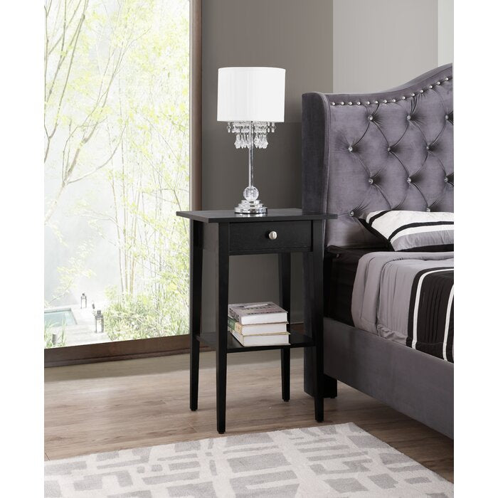 Black One Drawer Night Stand.
