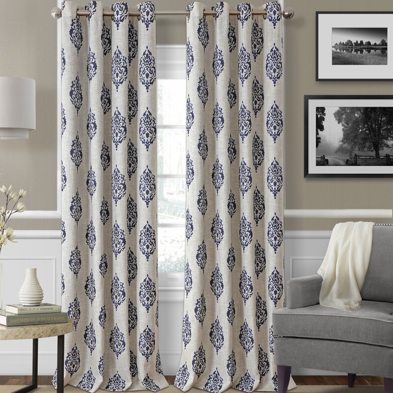 Blanford Ikat Room Darkening Thermal Grommet Single Curtain Panel B56 180 ps