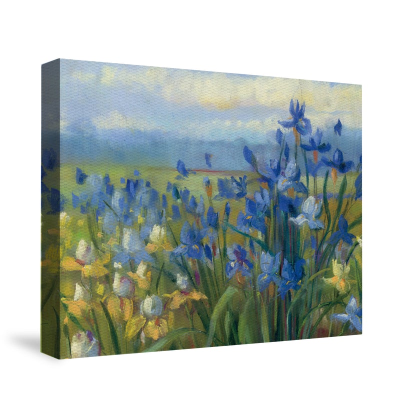 Blue and Yellow Flower Field Canvas Wall Art 12 x 18