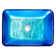 Load image into Gallery viewer, Blue Glass Hand Painted Rectangular Vessel Bathroom Sink
