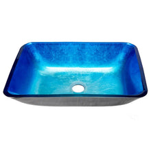 Load image into Gallery viewer, Blue Glass Hand Painted Rectangular Vessel Bathroom Sink
