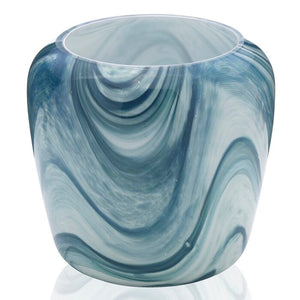 6.5" H x 6.89"W x 6.89" D Blue Glass Table Vase #807HW