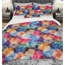 Load image into Gallery viewer, King Duvet Cover + 2 Shams Blue/Red Microfiber Modern &amp; Contemporary Duvet Cover Set
