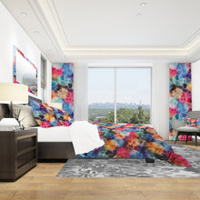 Load image into Gallery viewer, King Duvet Cover + 2 Shams Blue/Red Microfiber Modern &amp; Contemporary Duvet Cover Set
