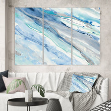 Load image into Gallery viewer, 40&quot; H x 60&quot; W x 1&quot; D Blue Silver Spring II - 3 Piece Wrapped Canvas Painting 7744RR

