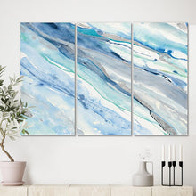 Load image into Gallery viewer, 40&quot; H x 60&quot; W x 1&quot; D Blue Silver Spring II - 3 Piece Wrapped Canvas Painting 7744RR
