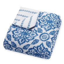 Load image into Gallery viewer, Blue/White 100% Cotton Reversible Traditional Comforter Set queen
